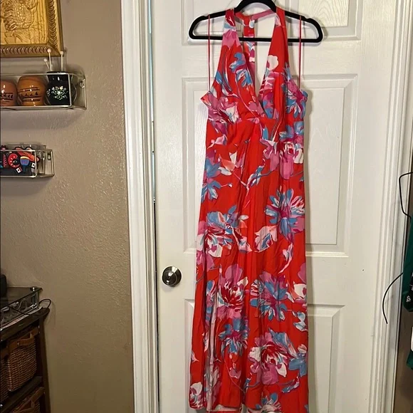 MSK | Dresses | Msk Orange Tie Front Halter Maxi Dress | Poshmark